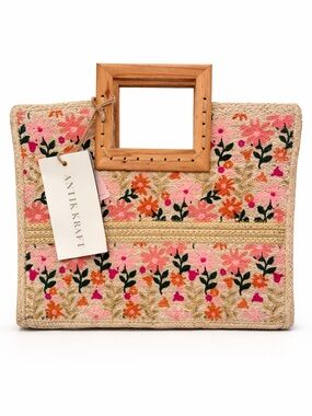 ANTIK KRAFT Floral Straw Bag NWT Anthropologie